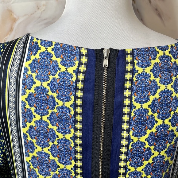 The Limited Retro Print Zippered 3/4 Sleeve Dress Navy and Multi Pattern SZ XS - Picture 6 of 15